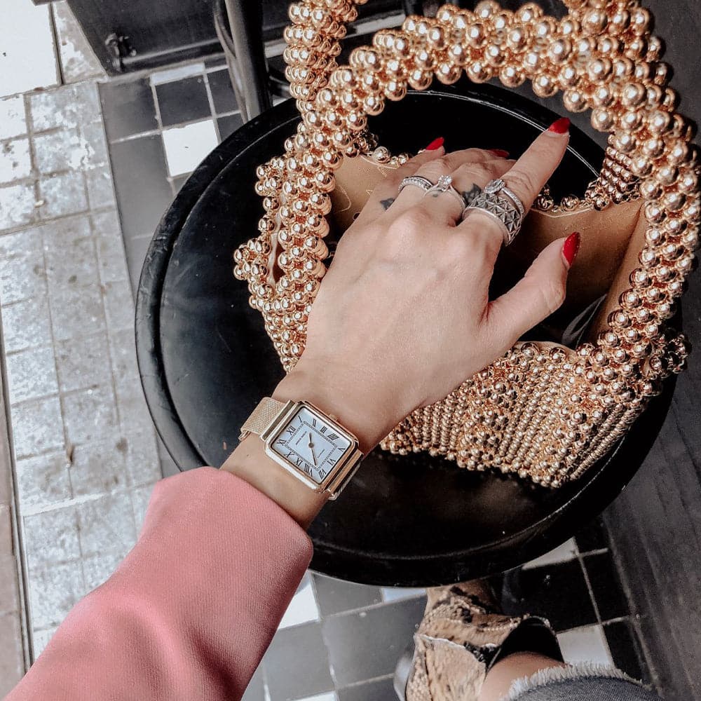 ARIES GOLD ENCHANT ISABELLA Women's Luxury Gold Stainless Steel Watch with Mesh Strap - Perfect for Business, Parties & Everyday Wear