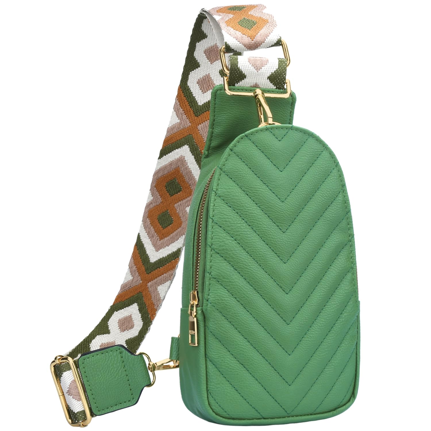 KKXIU Women's Small Leather Sling Bag - Crossbody Fanny Pack with Phone Pocket - Travel Shoulder Purse for Teen Girls (C-Green) | Perfect for Daily Commute, Shopping & Outdoor Activities