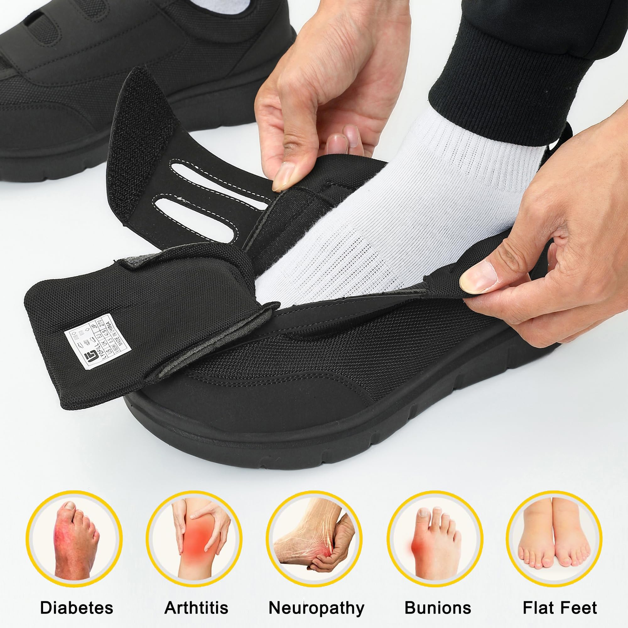 **Men's Extra Wide Width Slip-On Loafers – Wide Toe Box Walking Shoes for Swollen Feet & Diabetic Comfort – Lace-Free Adjustable Sneakers with Arch Support for Pain Relief – Ideal for Daily Walking, Travel & Work**