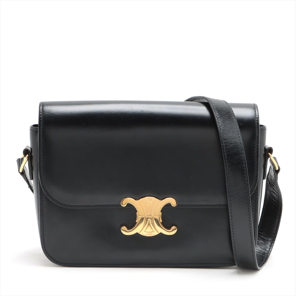 CELINE Medium Triomphe Leather Shoulder Bag in Black | Luxury Designer Handbag for Women | Perfect for Work, Travel & Evening Events