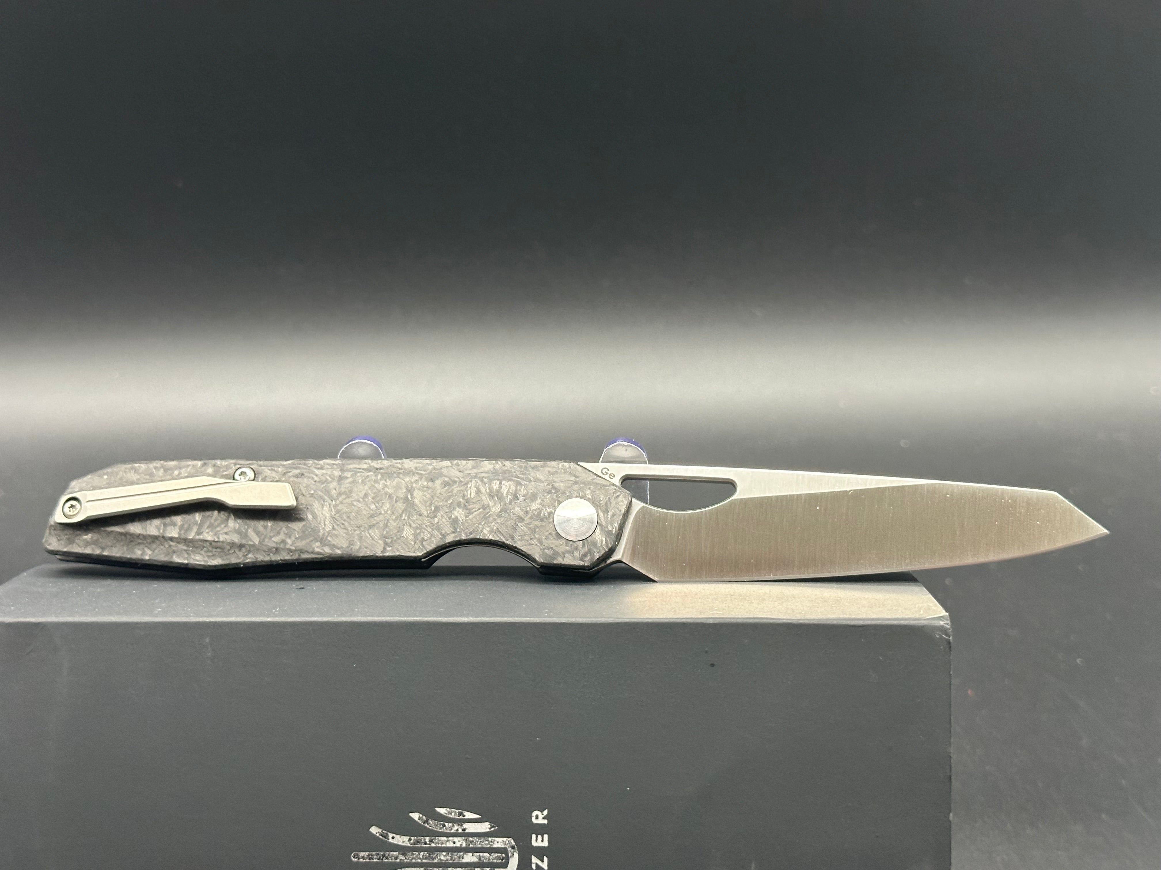Kizer Genie Liner Lock Folding Knife - Premium Carbon Fiber Handle, 3.40