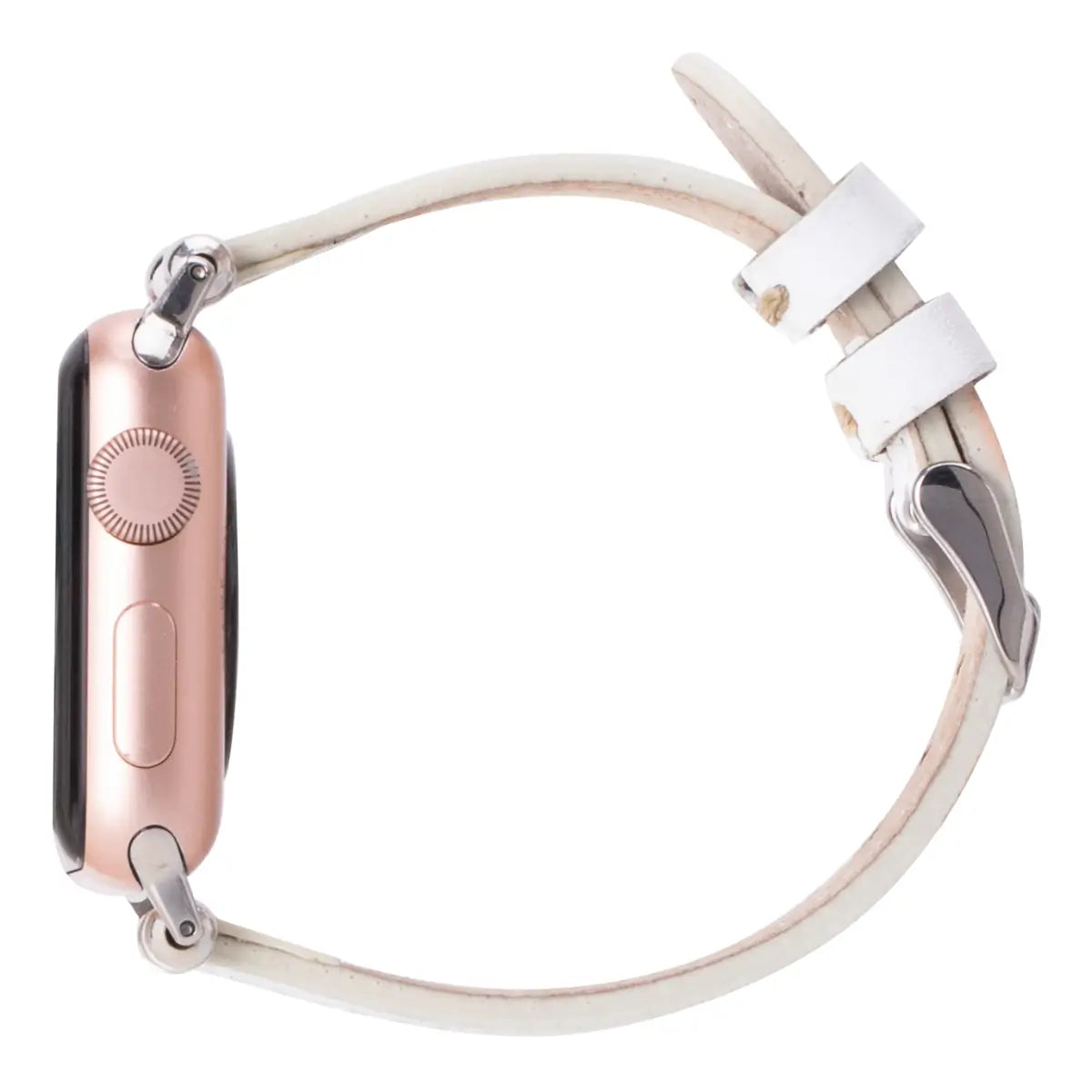 Premium White Leather Ultra Slim Apple Watch Band - Compatible with All Apple Watch Models - Elegant & Comfortable for Workouts, Office & Everyday Wear