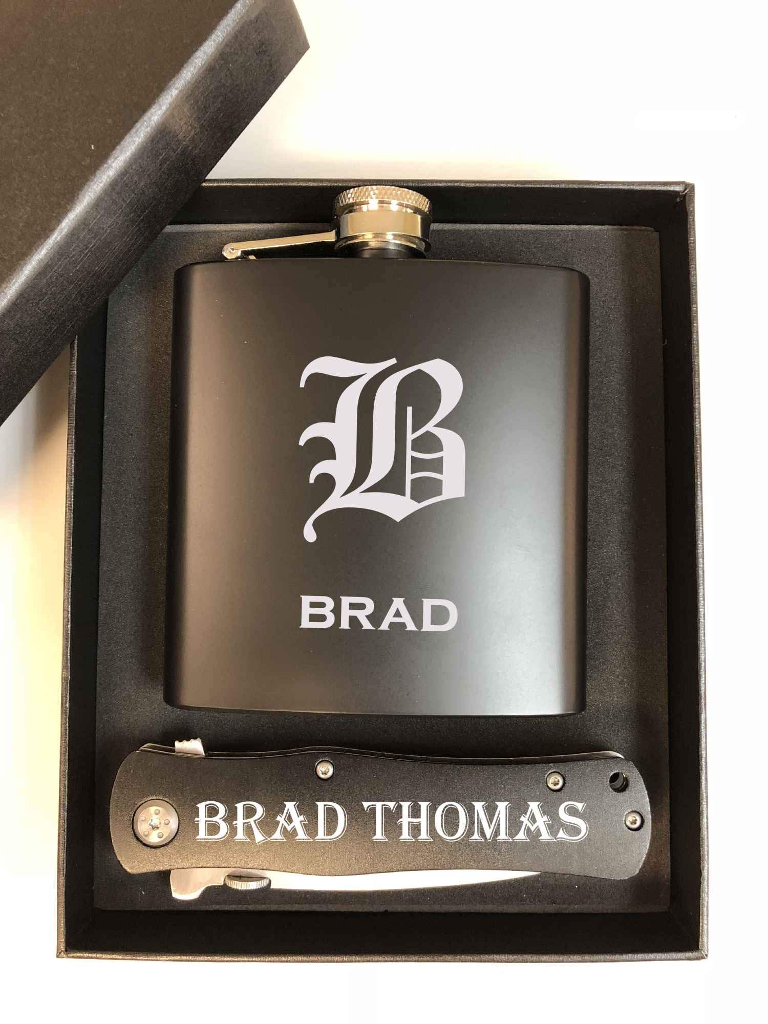Personalized Engraved Flask Set of 5 - Best Groomsmen Gift Box for Wedding Party, Best Man, Husband & Boyfriend - Perfect Anniversary & Special Occasion Gift for Men - Great for Bachelor Parties, Weddings & Celebrations