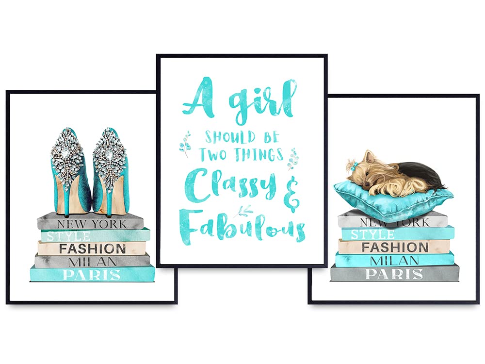 Inspirational Positive Quotes Wall Art - Glam High Fashion Blue Designer Print, Motivational Home Decor for Bedroom & Living Room - Encouragement Gift for Women, Perfect for Housewarming & Office Decor