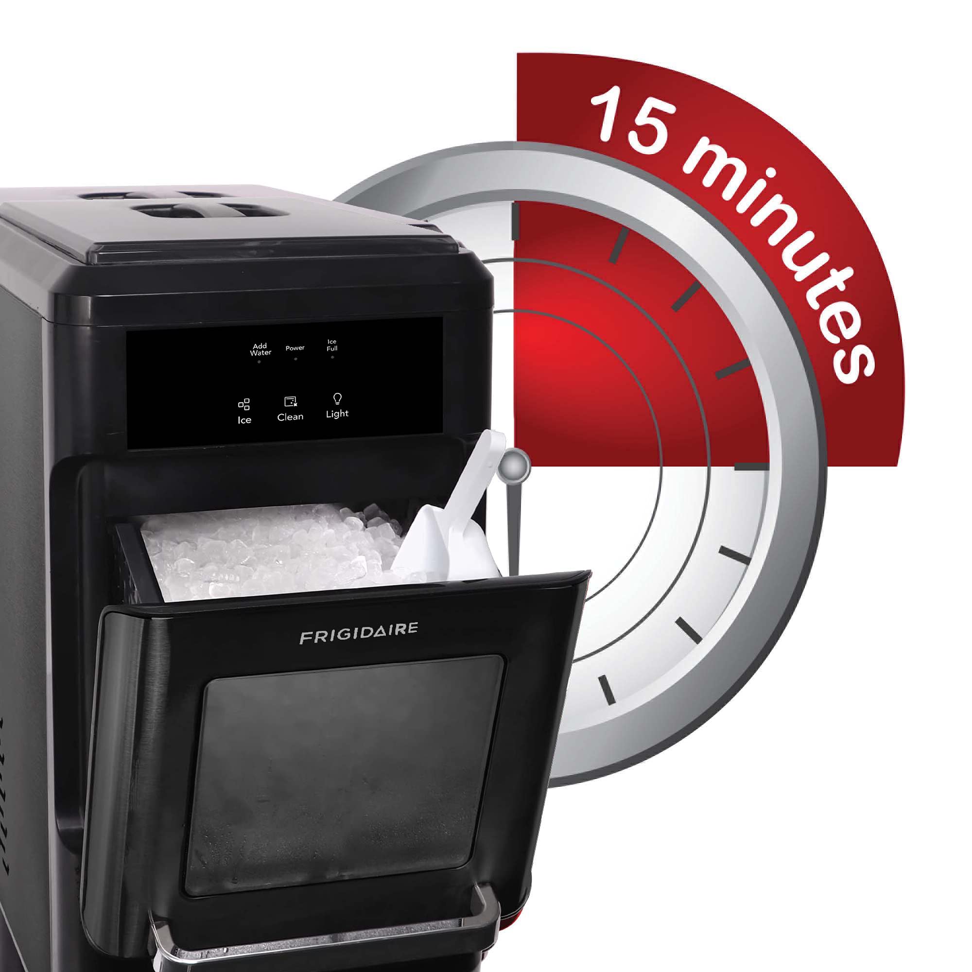 Frigidaire EFIC237 Black Stainless Countertop Nugget Ice Maker - 44lbs Daily Output, Perfect for Cocktails, Sodas & Home Use