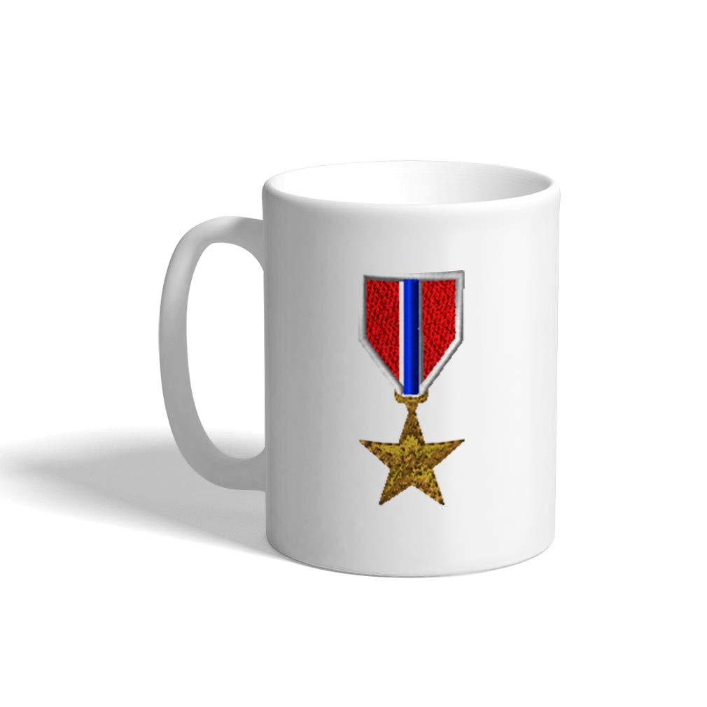 Funny Military Army Bronze Star Ceramic Coffee Mug - 11oz White Tea Cup for Office, Home & Gifts - Perfect for Veterans, Coffee Lovers & Humor