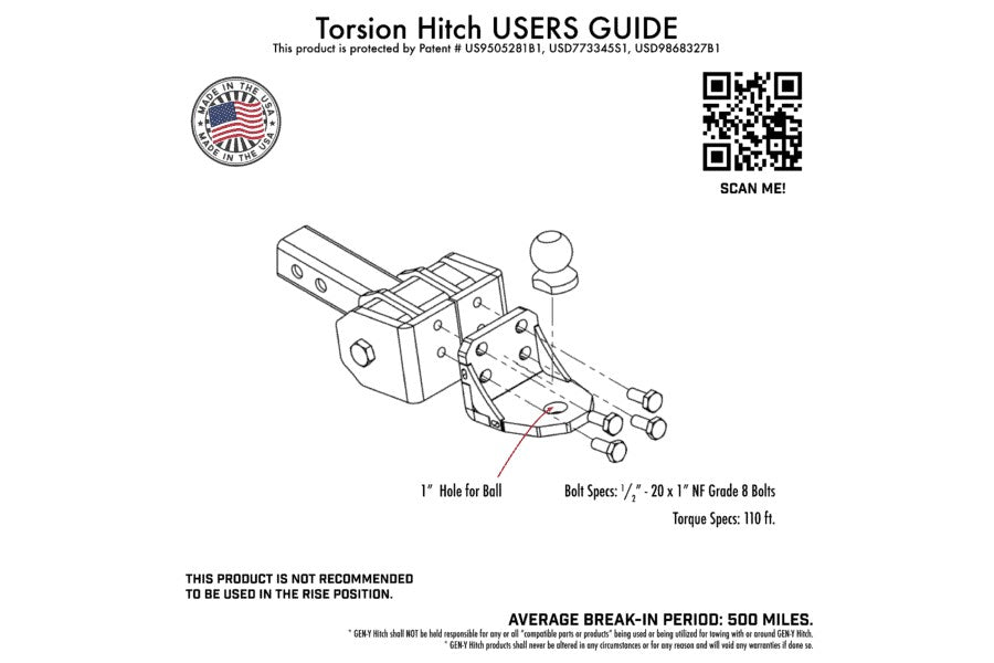 GEN Y Hitch Glyder Torsion Flex Ball Mount - 2in Shank for Smooth Towing - Perfect for Trucks, SUVs & Trailers