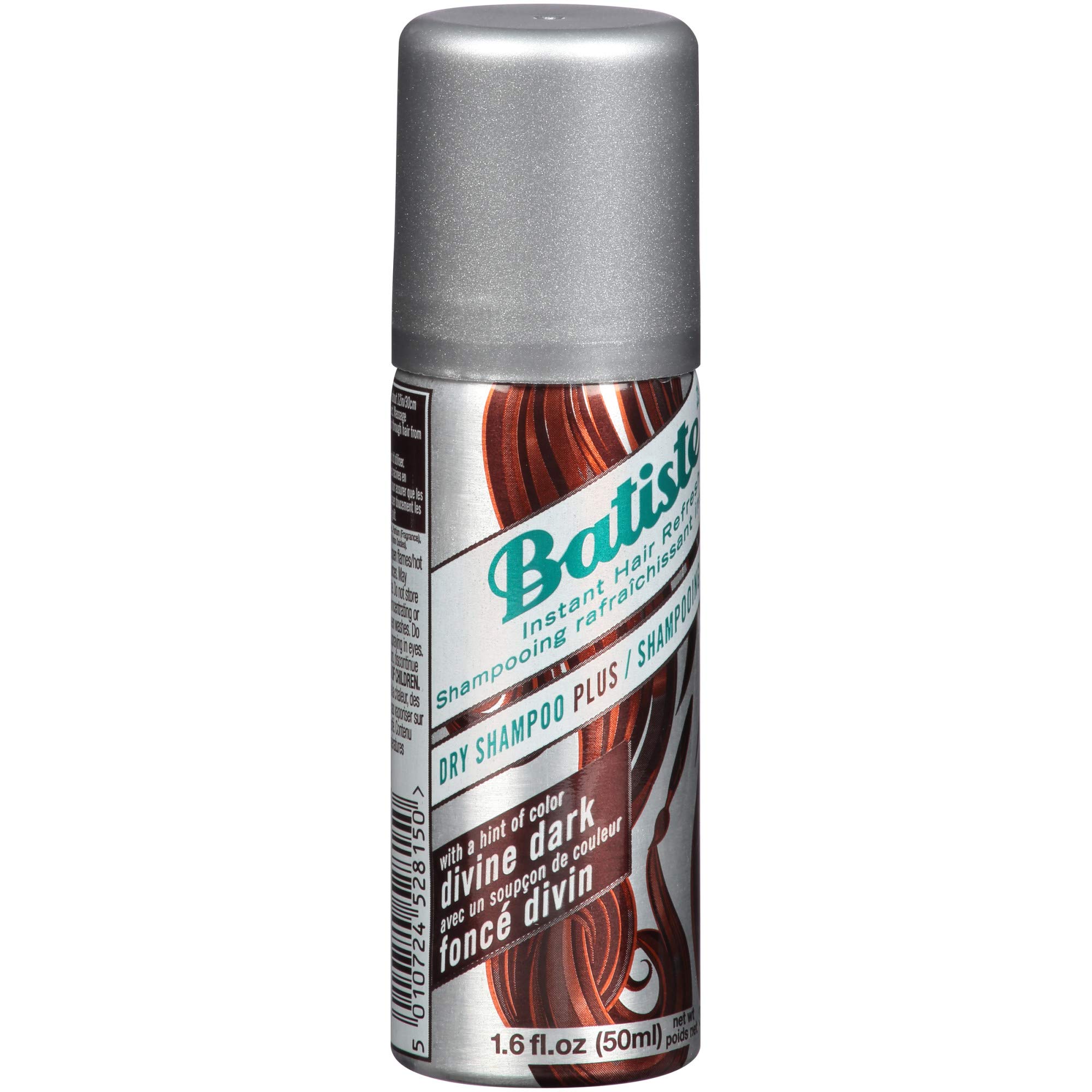 Batiste Dry Shampoo Divine Dark - Travel Size 1.6 oz for Brunette Hair | Quick Oil Absorption & Volume Boost | Perfect for Gym, Travel & On-the-Go Refresh