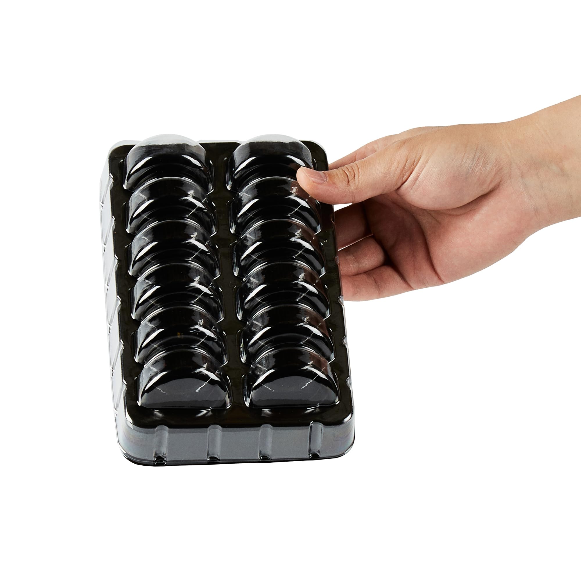 Shock Safe Rectangle Black Plastic Macaron Take Out Box - Fits 12 Macarons - 11