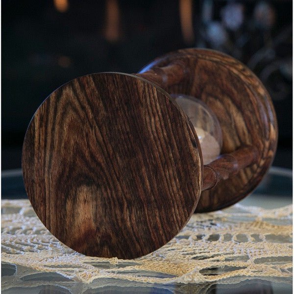 Premium Solid Chechen Wood Hourglass with Spiral Spindles - 3/5/10 Minute Sand Timer for Home Office Decor, Meditation, Yoga & Gift Giving
