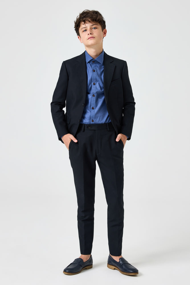 Roy Men's Tailored Slim Fit Denim Shirt - Medium Blue Casual Button Down Shirt for Work, Office & Everyday Wear
