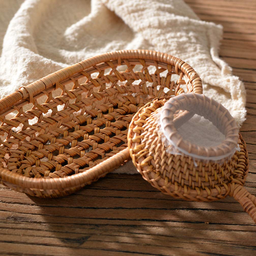Stylish Hemoton Woven Storage Basket - Rattan Fruit & Vegetable Bowl, Umbrella Holder, American-Style Coaster - Perfect for Kitchen Organization, Bathroom Decor, and Living Room Storage