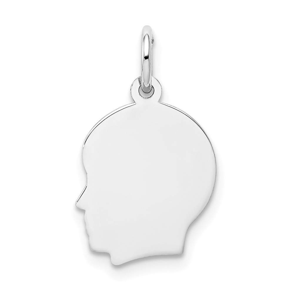 14K White Gold Engravable Boy Charm - Left Facing Small Pendant (20mm) | Roy Rose Jewelry | Perfect for Baby Keepsakes, Christening Gifts & Personalized Jewelry