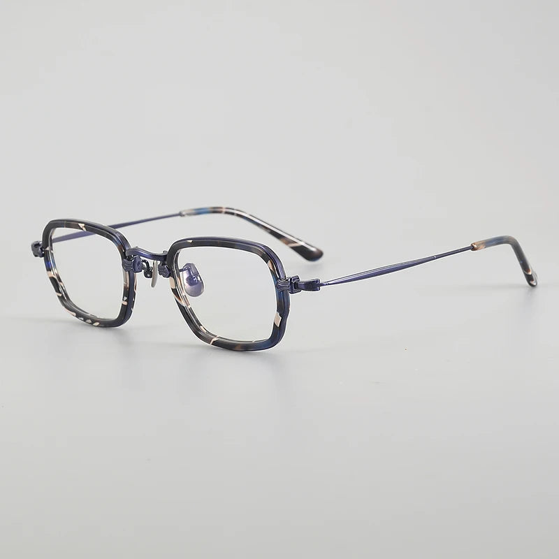 Aror Unisex Full Rim Polygon Square Acetate Titanium Eyeglasses Frame - Lightweight Durable Glasses for Men & Women - Perfect for Reading, Working & Fashion Accessories (Model 195198)
