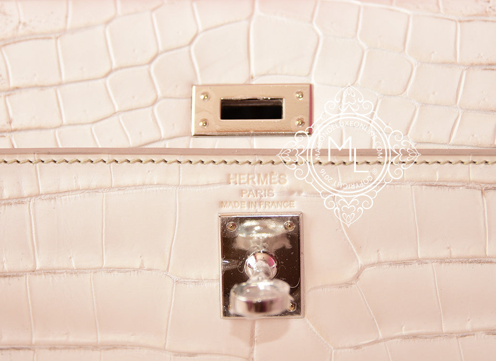 Authentic Hermes Himalaya Kelly 25 White Crocodile Leather Handbag - Luxury Designer Purse for Women, Perfect for Evening Events & Special Occasions