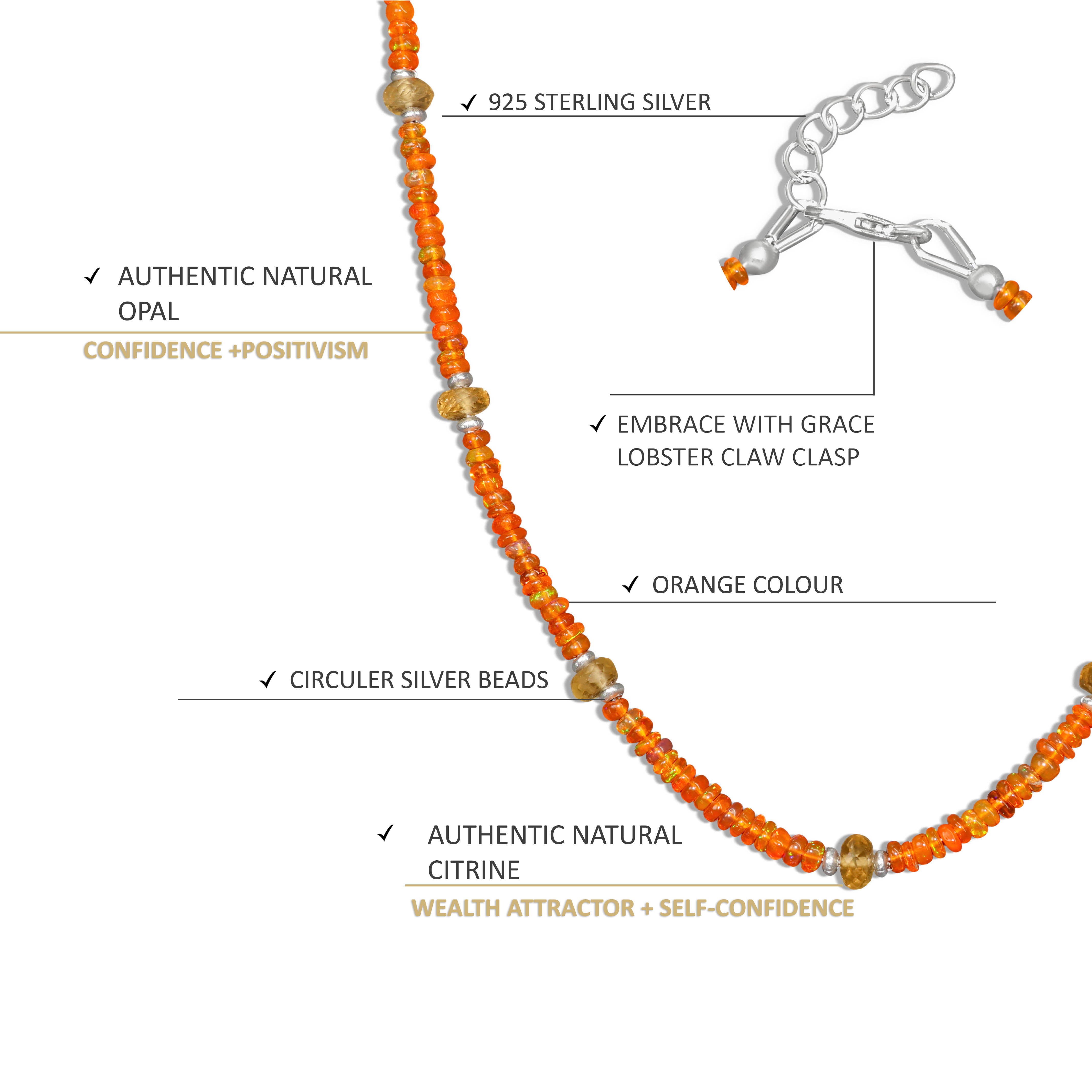 Natural Ethiopian Fire Opal and Citrine Beaded Necklace - Handmade Gemstone Jewelry for Women, Boho Chic Accessory for Parties & Special Occasions