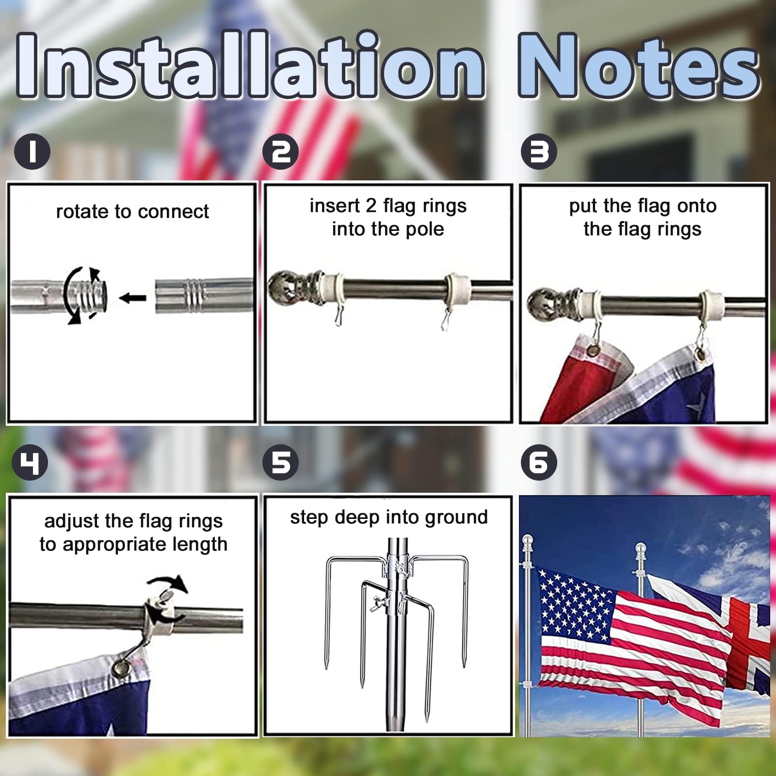 8.5ft Rustproof Wind-Resistant Outdoor Flag Pole Kit - 1