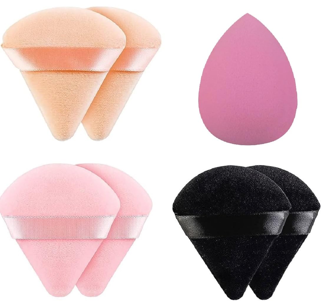 Professional Makeup Sponge Blender - Soft Triangle Powder Puff with Strap for Foundation & Concealer (7-Piece Set, Multicolor) - Perfect for Flawless Makeup Application & On-the-Go Touch Ups