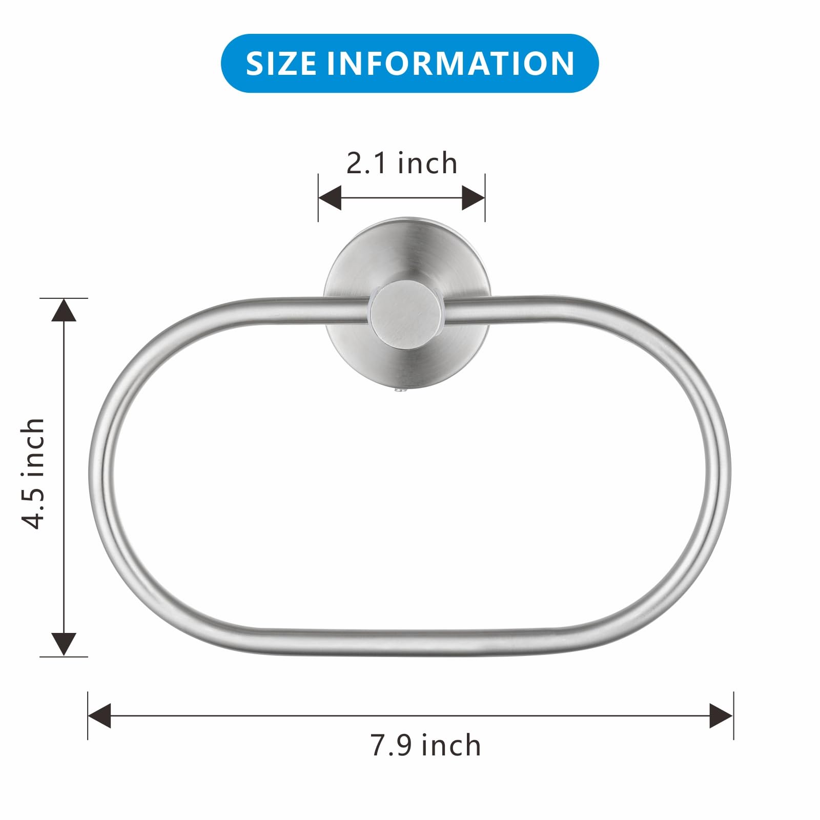 Stainless Steel Towel Ring & Bar Hanger Set (2-Pack) - Brushed Nickel Wall Mounted Bathroom Towel Holder for Hand & Face Towels - Modern Round Design for Home, Spa & Hotel Use