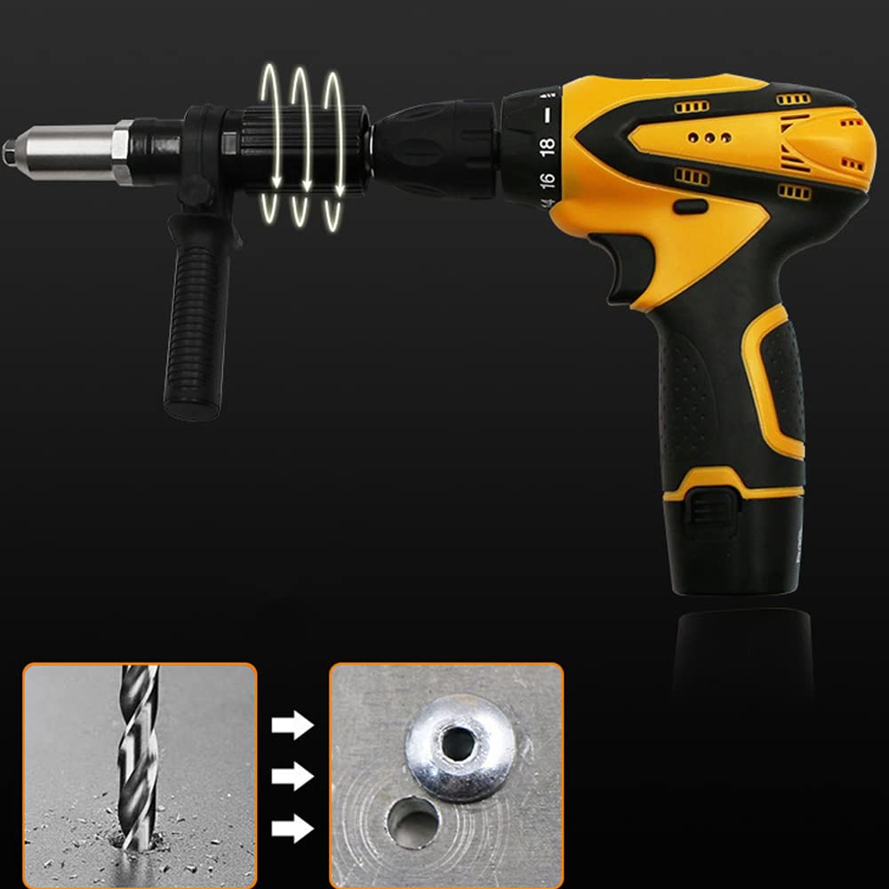 Electric Rivet Nut Machine Kit - Cordless Riveting Drill Accessories, Core Pull Attachments & Insert Nut Tools for DIY, Auto Repair & Metalworking Projects