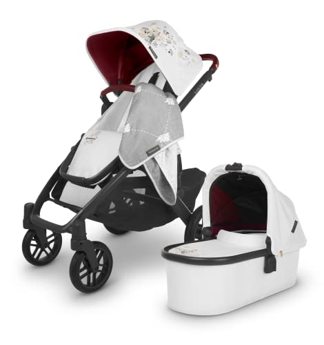 Vista V2 Stroller - Lightweight Carbon Frame with Premium Maroon Leather - White Marl & Jade Rabbit Design - Perfect for Urban Travel & Family Outings