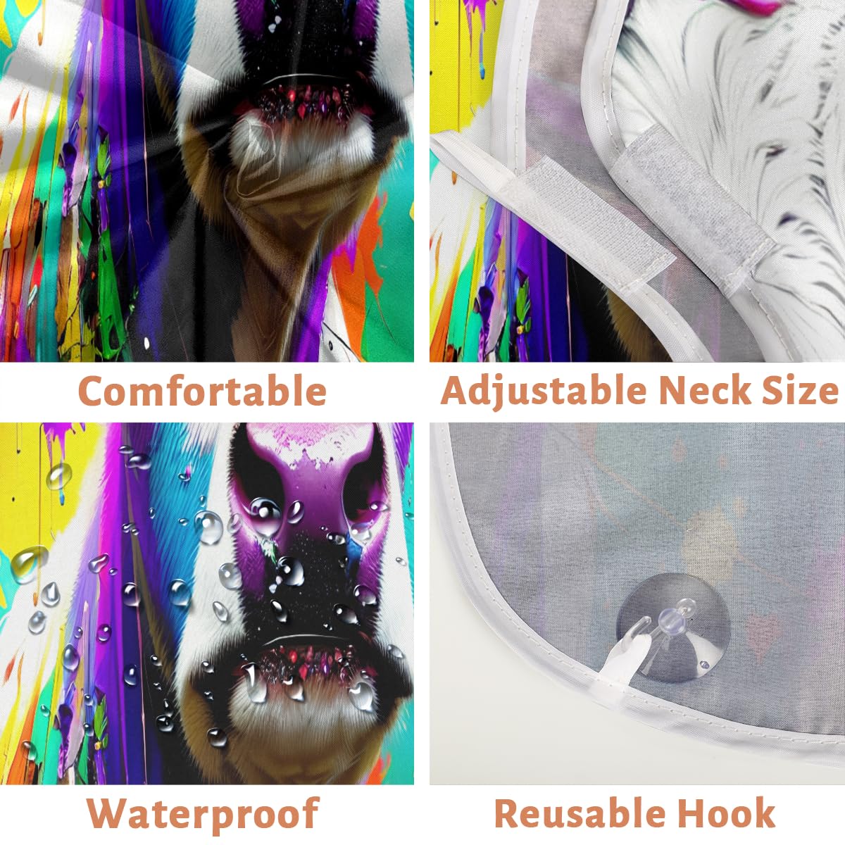 Colorful Cow Print Shaving Bib for Men & Women - Waterproof Beard Trimming Apron, Hair Dye Cape, Barber Accessory - Perfect for Home Grooming, Salon Use & DIY Haircuts