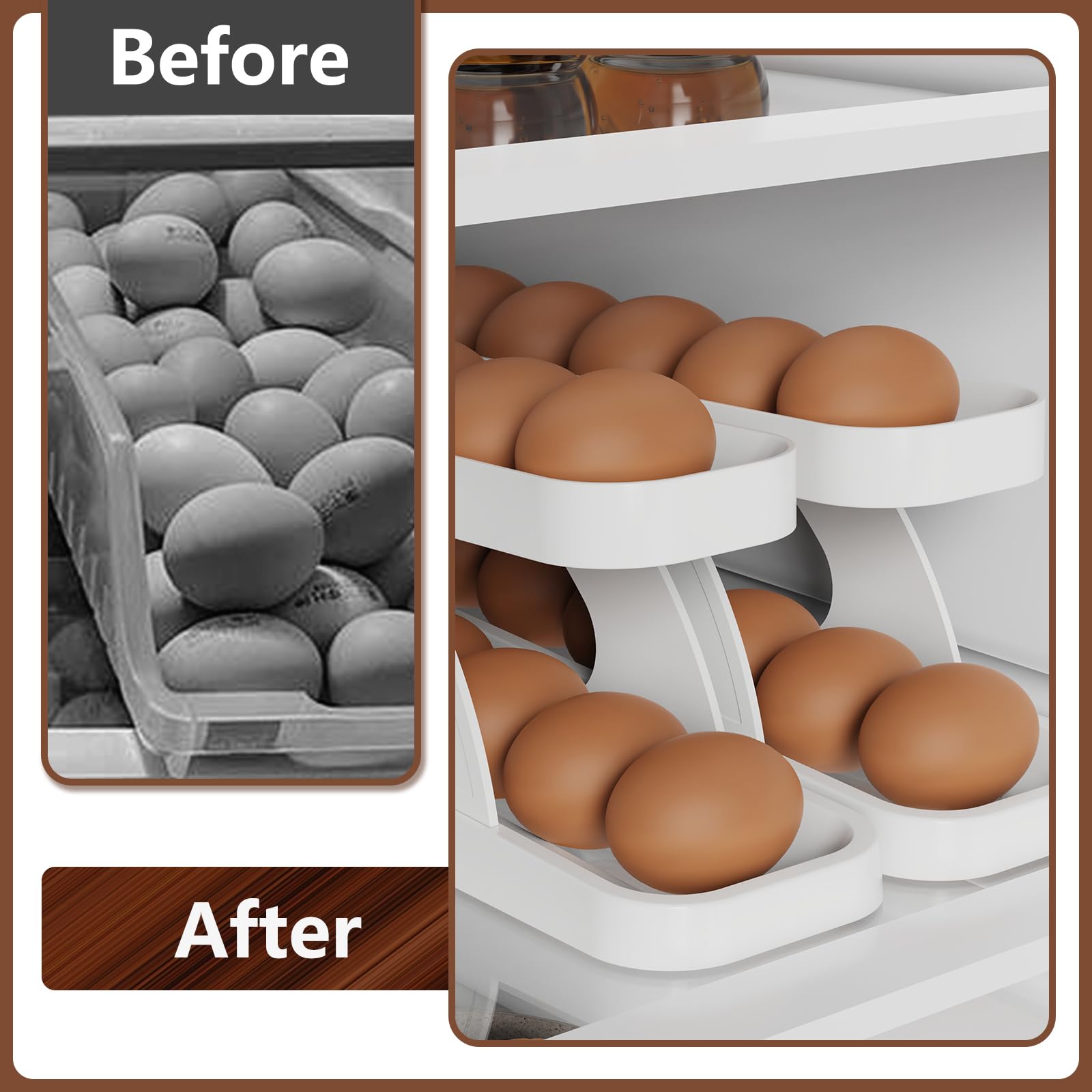 CHANCETSUI Egg Storage Holder for Fridge Organization - Space Saving Refrigerator Organizer for RV, Camper & Home Kitchen | Perfect for Camping Trips & Small Space Living