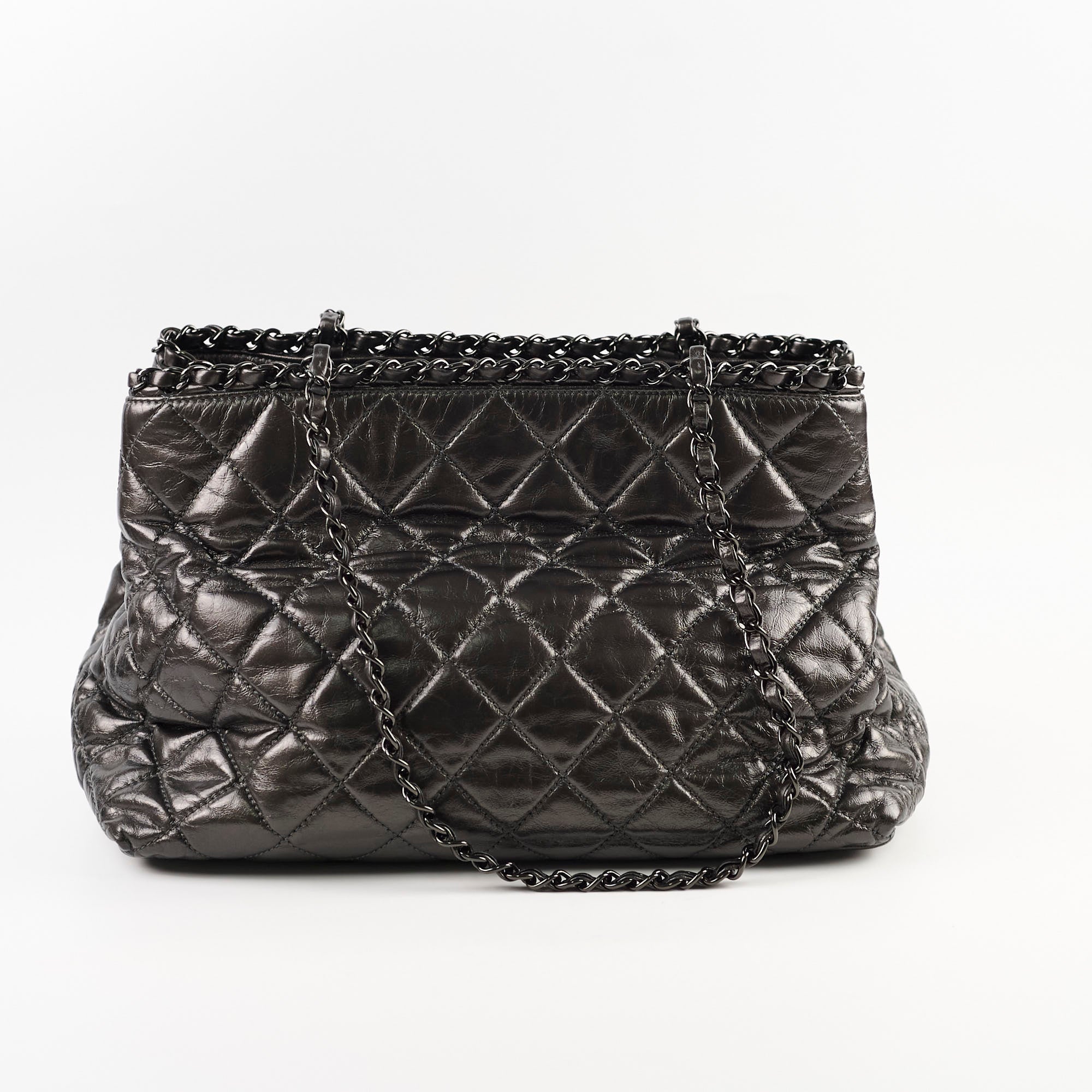 Chanel Chain Me Tote Bag Dark Grey - Luxury Leather Shoulder Bag for Women, Perfect for Work, Travel & Everyday Use