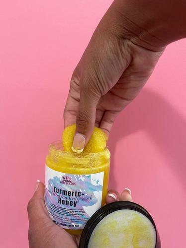 Organic Turmeric & Honey Body Scrub - 8oz Exfoliating Face & Body Polish for Glowing Skin - Natural Skincare for Dry Skin, Acne & Dark Spots - Perfect for Spa Day & Self Care Routine
