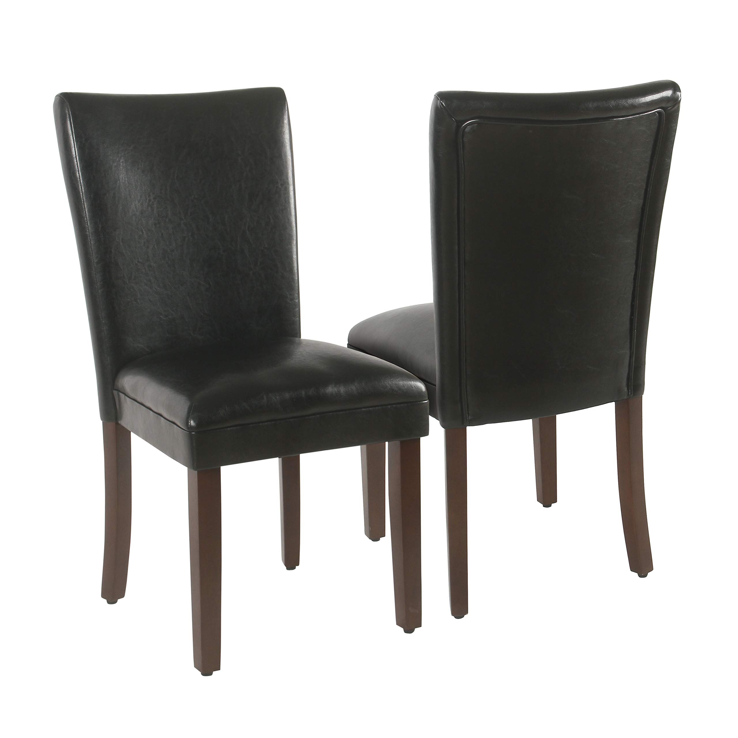 HomePop Parsons Dining Chairs - Set of 2 Black Faux Leather Upholstered Chairs for Kitchen, Dining Room & Office - Modern Comfortable Seating for Home & Restaurant