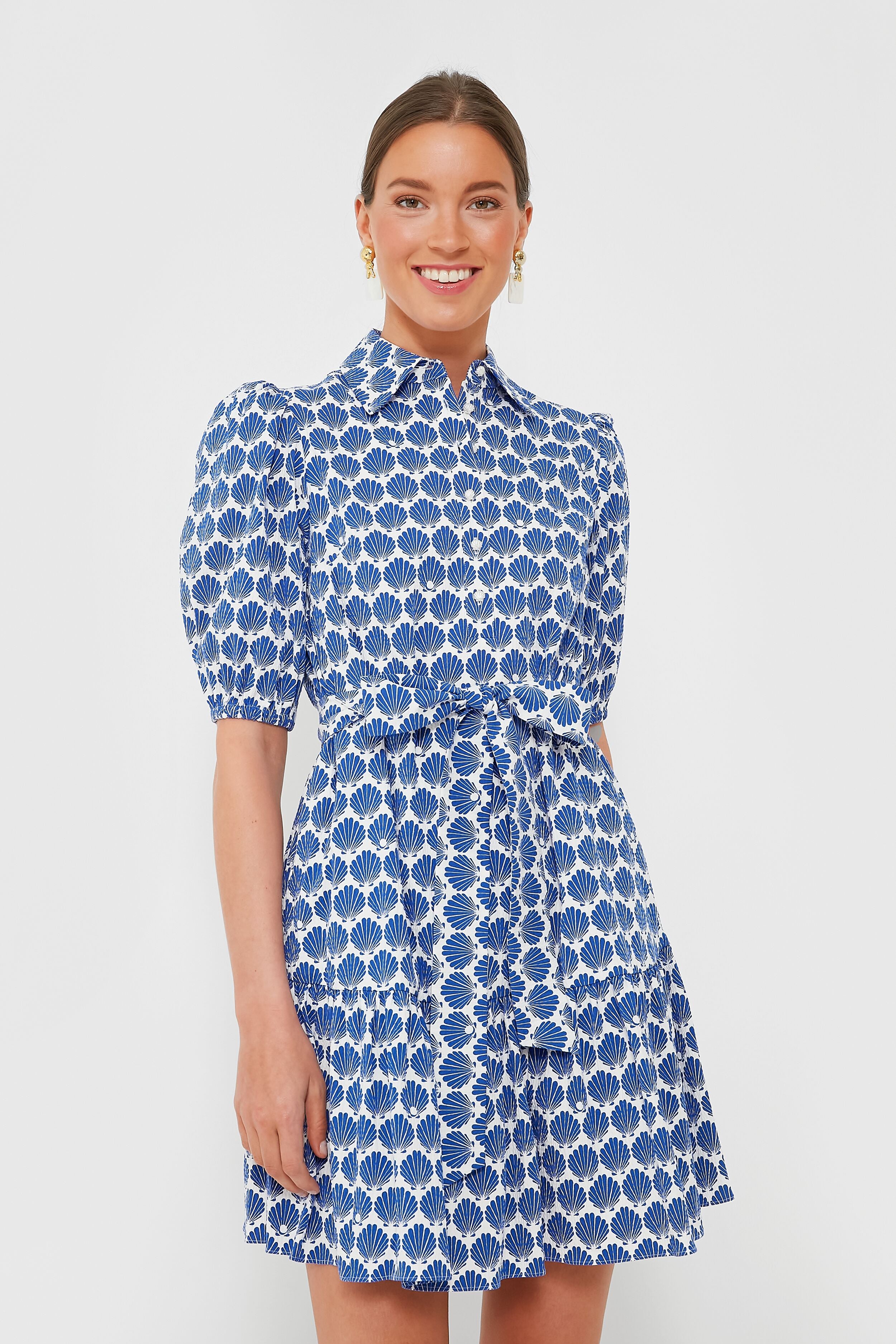 Blueberry Shells Lake Dress - Women's Floral Summer Sundress for Beach, Vacation & Casual Wear