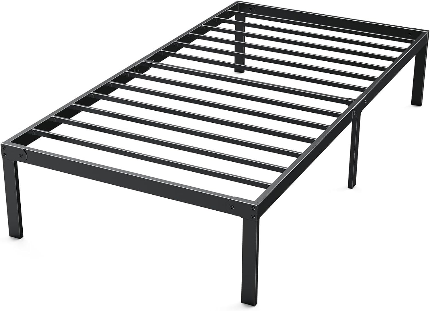 DUMOS Twin Size Metal Platform Bed Frame with Steel Slat Support - No Box Spring Needed, Under Bed Storage Space, Easy Assembly, Black - Perfect for Kids Rooms, Guest Beds & Small Apartments
