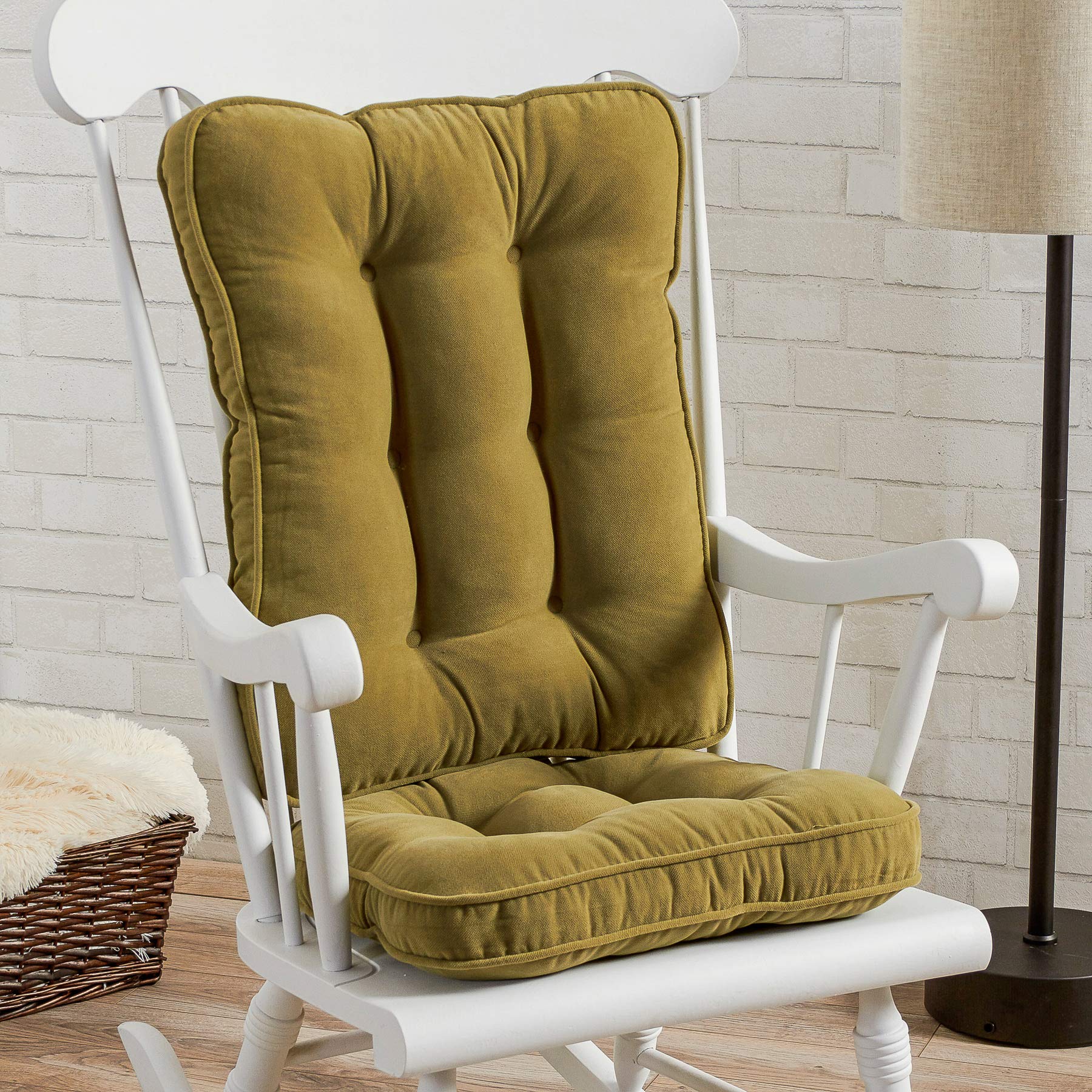 Premium 2-Piece Rocking Chair Cushion Set for Patio & Porch - South Pine Hampton Style in Moss Green - Comfortable Outdoor Furniture Cushions for Porch Swings, Rocking Chairs & Garden Seating