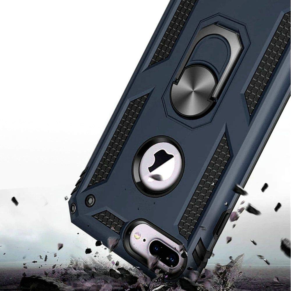 Shockproof iPhone 8 Plus/7 Plus Case with Kickstand Ring - Heavy Duty Protective Cover for 5.5 Inch iPhone Models | Perfect for Outdoor Activities, Work & Travel (Blue)