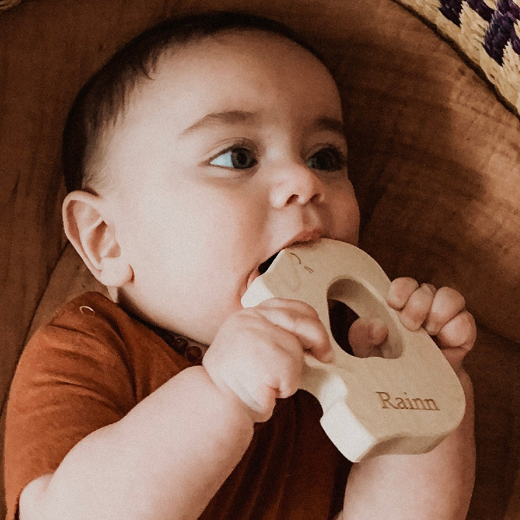 Natural Wooden Elephant Teether for Babies - Safe & Non-Toxic Chewing Toy for Teething Relief | Perfect Baby Shower Gift & Nursery Essential