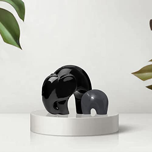 Elephant Mother Child - Black and Grey