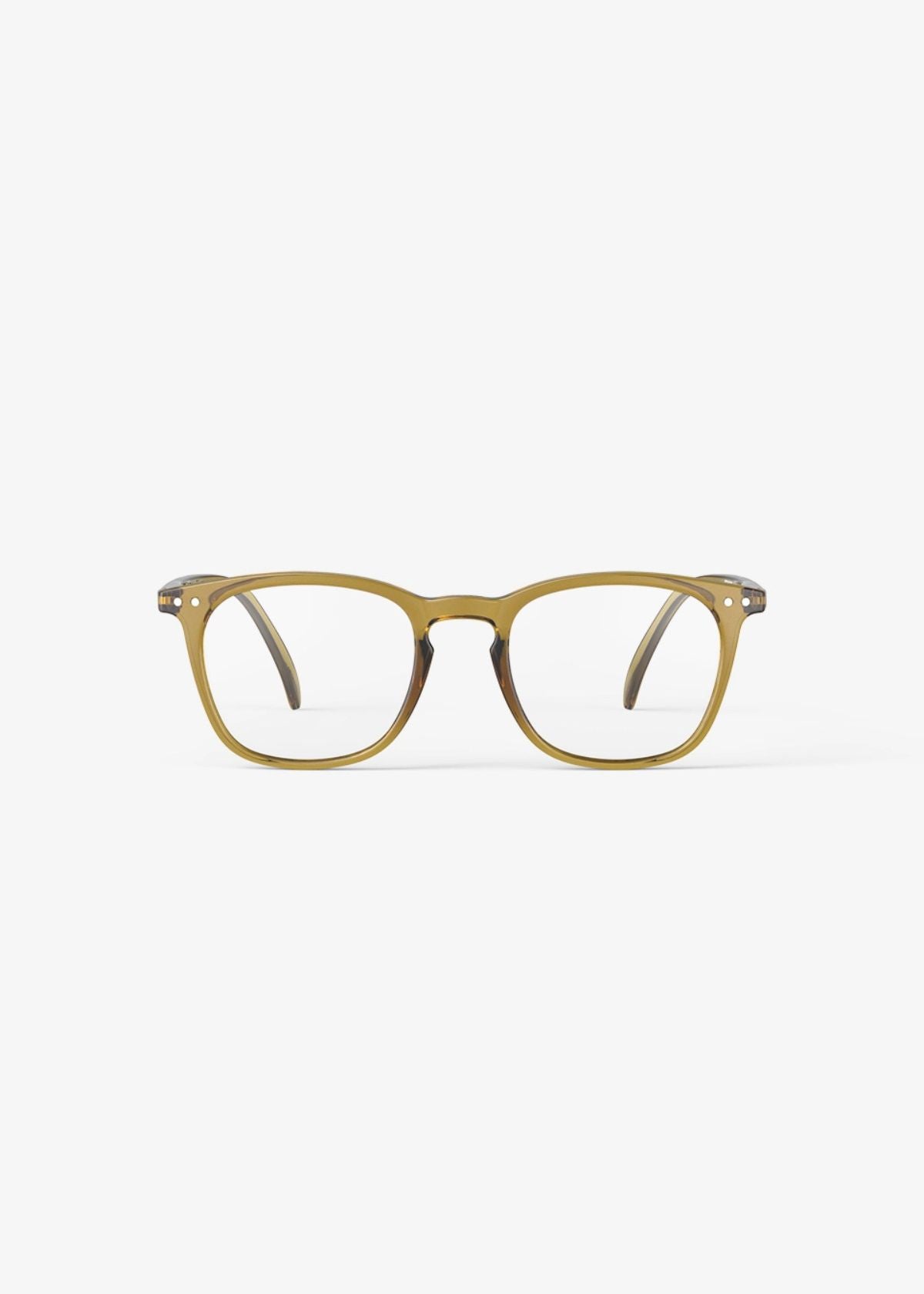 IZIPIZI Trapezium Shaped Reading Glasses #E in Golden Green - Lightweight & Stylish Readers for Women & Men - Perfect for Reading, Working & Computer Use