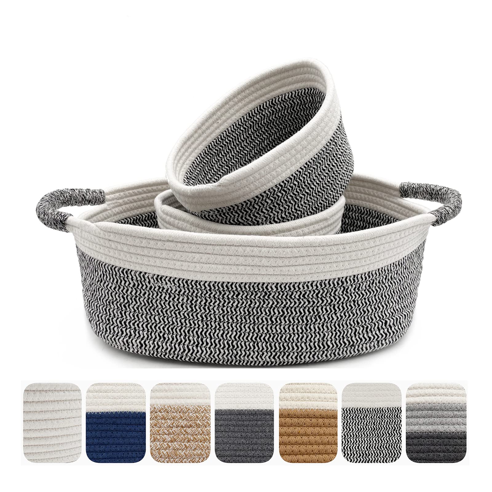 3-Pack Woven Storage Baskets - Diaper Caddy Organizer, Nursery & Toy Storage, Boho Chic Baby Gift Basket | Perfect for Nursery Organization, Baby Shower Gifts & Home Decor