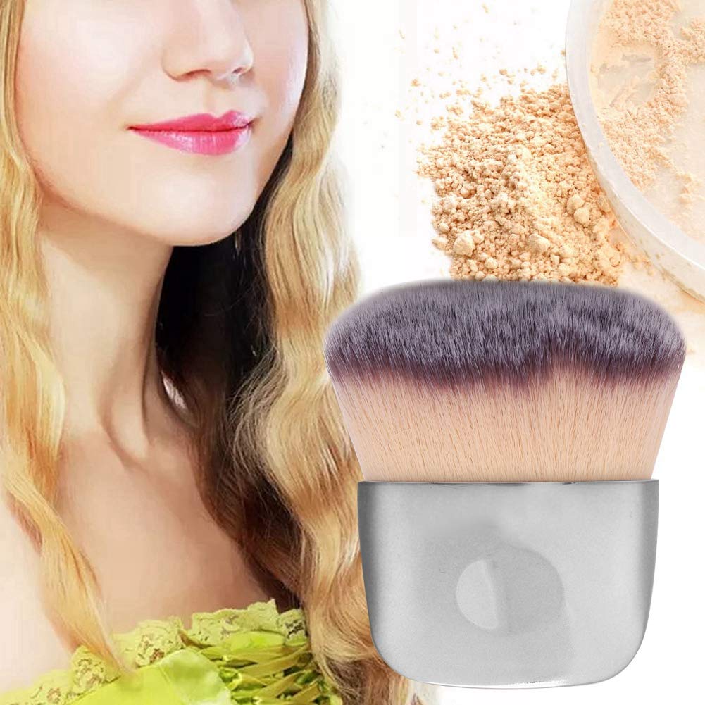 Premium Dual-Ended Makeup Brush - Soft Bristles for Loose Powder & Blush - Perfect for Liquid, Cream & Powder Cosmetics - Professional Beauty Tool for Flawless Blending (Silver) - Ideal for Everyday Makeup & Travel Touch-Ups