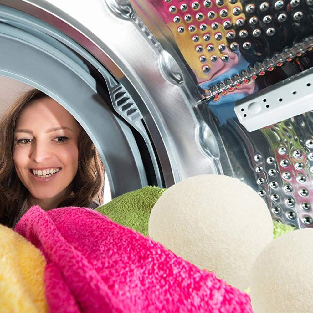 Natural Wool Dryer Balls 2/4-Pack - Reusable Fabric Softener for Laundry, 6cm Eco-Friendly Dryer Balls - Reduce Static & Wrinkles for Faster Drying (Perfect for Baby Clothes, Towels & Delicates)