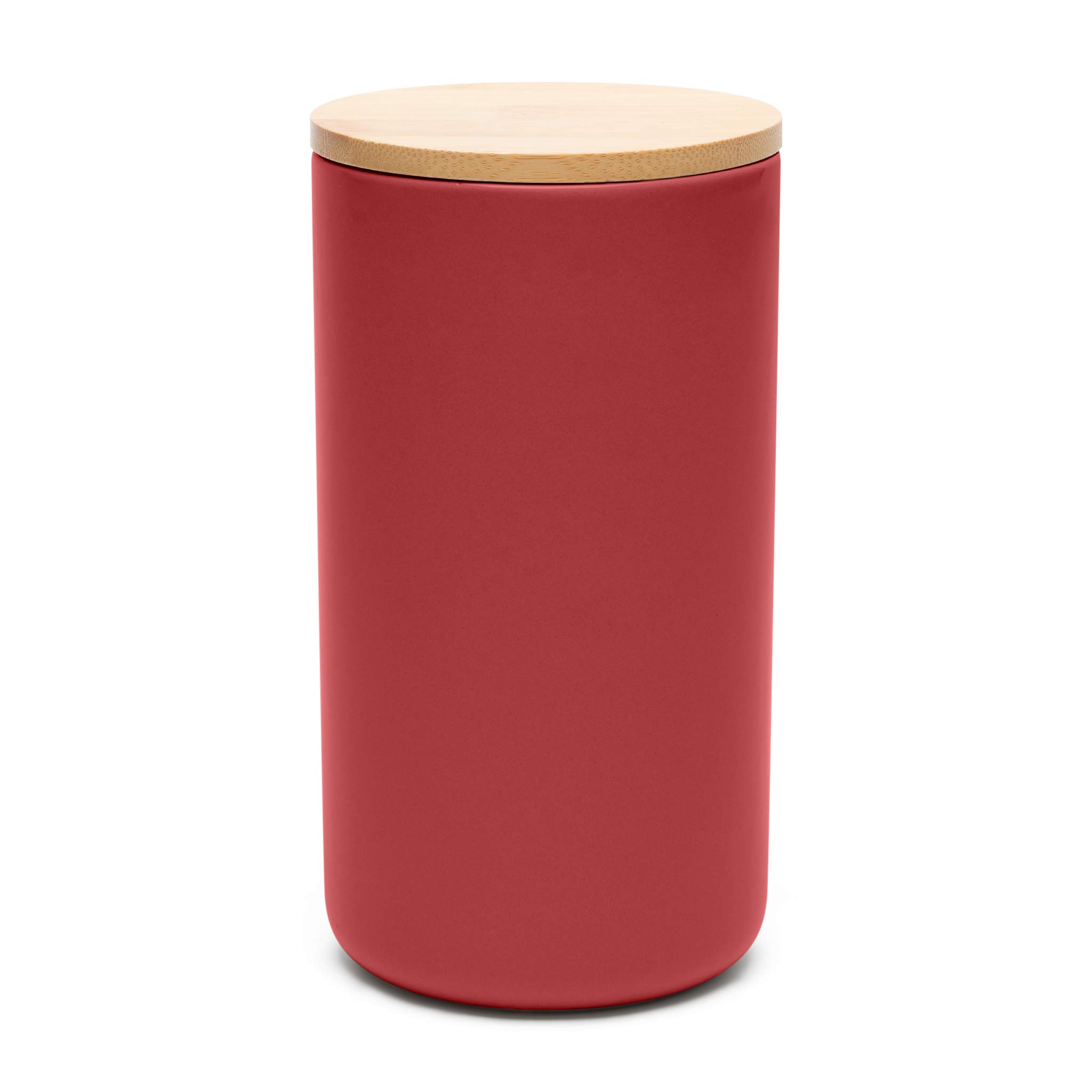 Waggo Ceramic Cookie Jar with Lid - Airtight Pet Treat Storage for Kitchen, Pantry, or Countertop - Modern Solid Cherry Design for Cookies, Snacks & Dog Treats