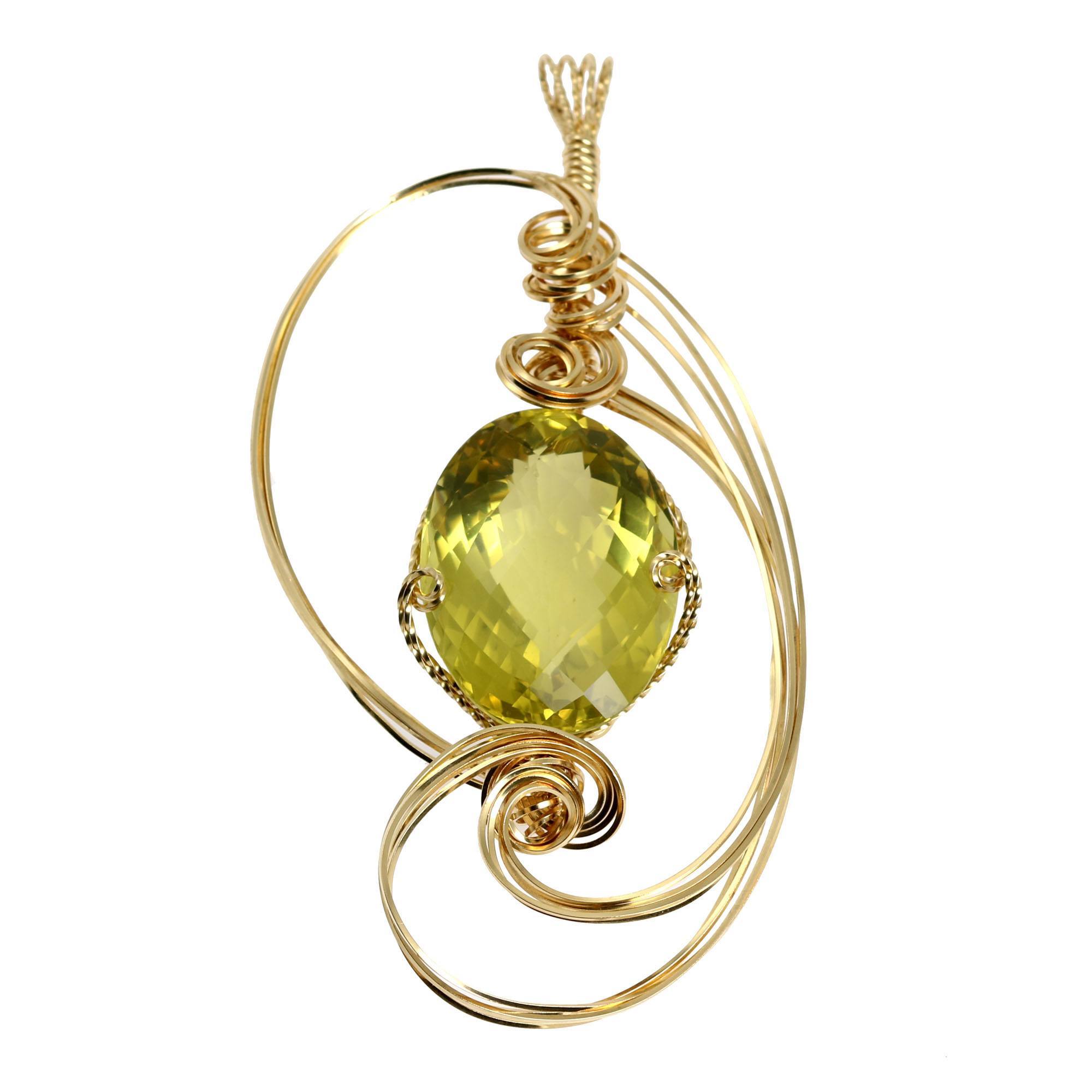 102.5 CT Natural Green Gold Quartz Pendant in 14K Gold Filled - Elegant Jewelry for Women, Perfect for Gifts, Parties & Everyday Wear