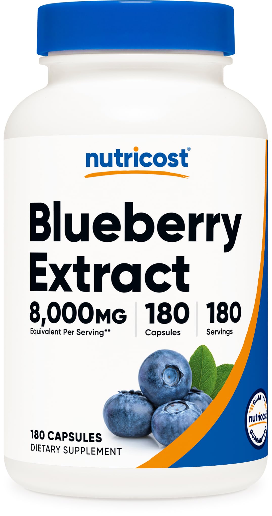 Nutricost Blueberry Extract 8000mg Equivalent (from 160mg of 50:1 Extract) - 180 Vegetarian Capsules, Gluten Free, Non-GMO Supplement for Immune Support & Antioxidant Benefits - Perfect for Daily Wellness & Heart Health