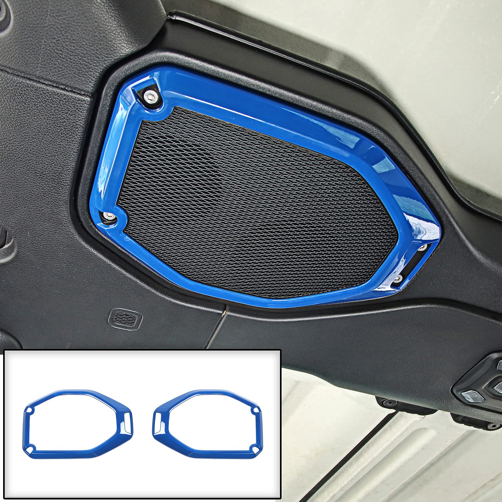JeCar Premium Speaker Frame Trim Cover for 2018-2023 Jeep Wrangler JL JLU & Gladiator JT - Interior Accessories Upgrade (Blue) - Perfect for Off-Road Adventures & Car Audio Enhancement