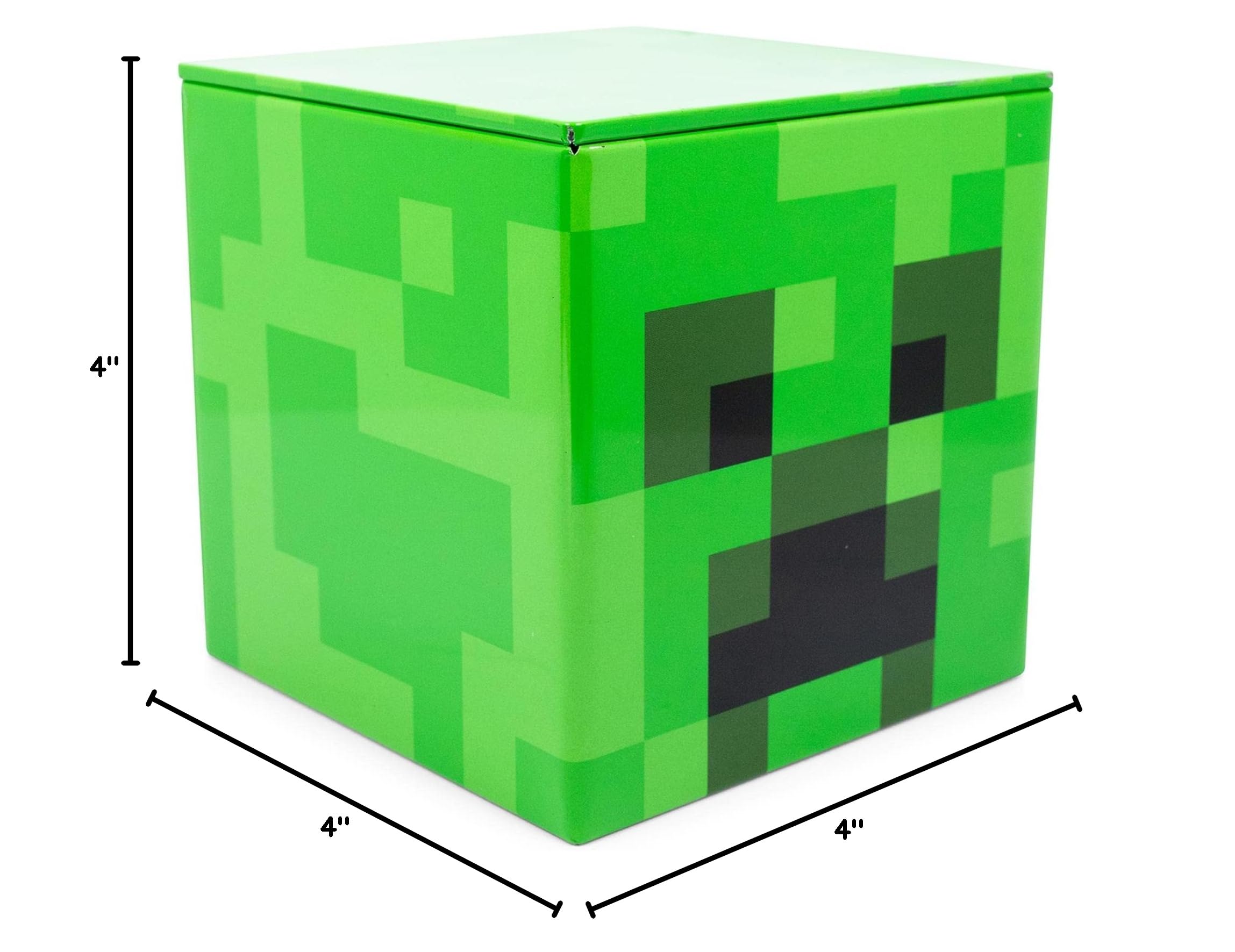 Minecraft Creeper 4-Inch Tin Storage Box with Lid - Organizer Cube for Toys, Collectibles & Home Decor | Perfect for Playroom, Closet & Gift Giving | Video Game Accessories & Storage Solution