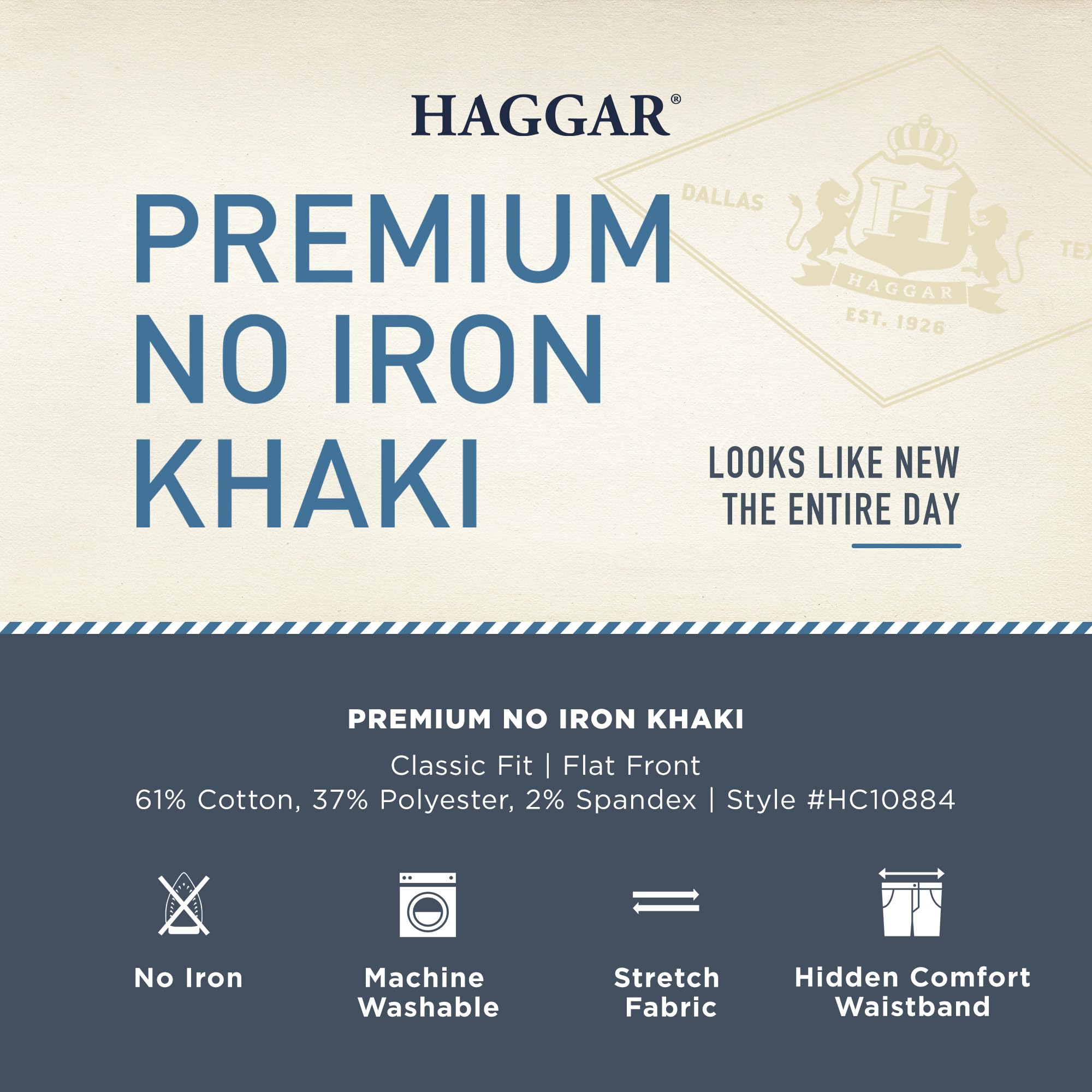 Haggar Men's Premium No-Iron Classic Fit Expandable Waist Dress Pants - Comfortable Office & Business Attire for Professional Men