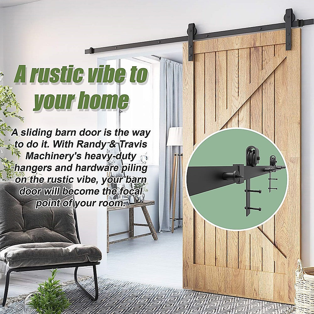 1.8m Heavy Duty Sliding Barn Door Hardware Kit - Durable & Sturdy for Modern Farmhouse, Bedroom, Closet, and Office Doors