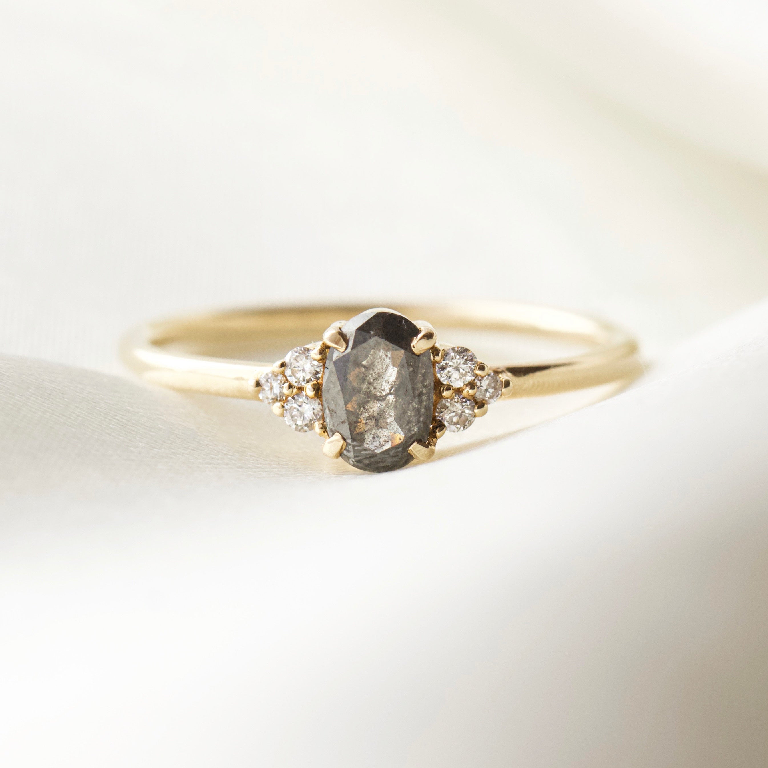 Imogen Salt and Pepper Diamond Ring - Unique Handcrafted Engagement & Wedding Band for Women - Perfect for Everyday Wear & Special Occasions