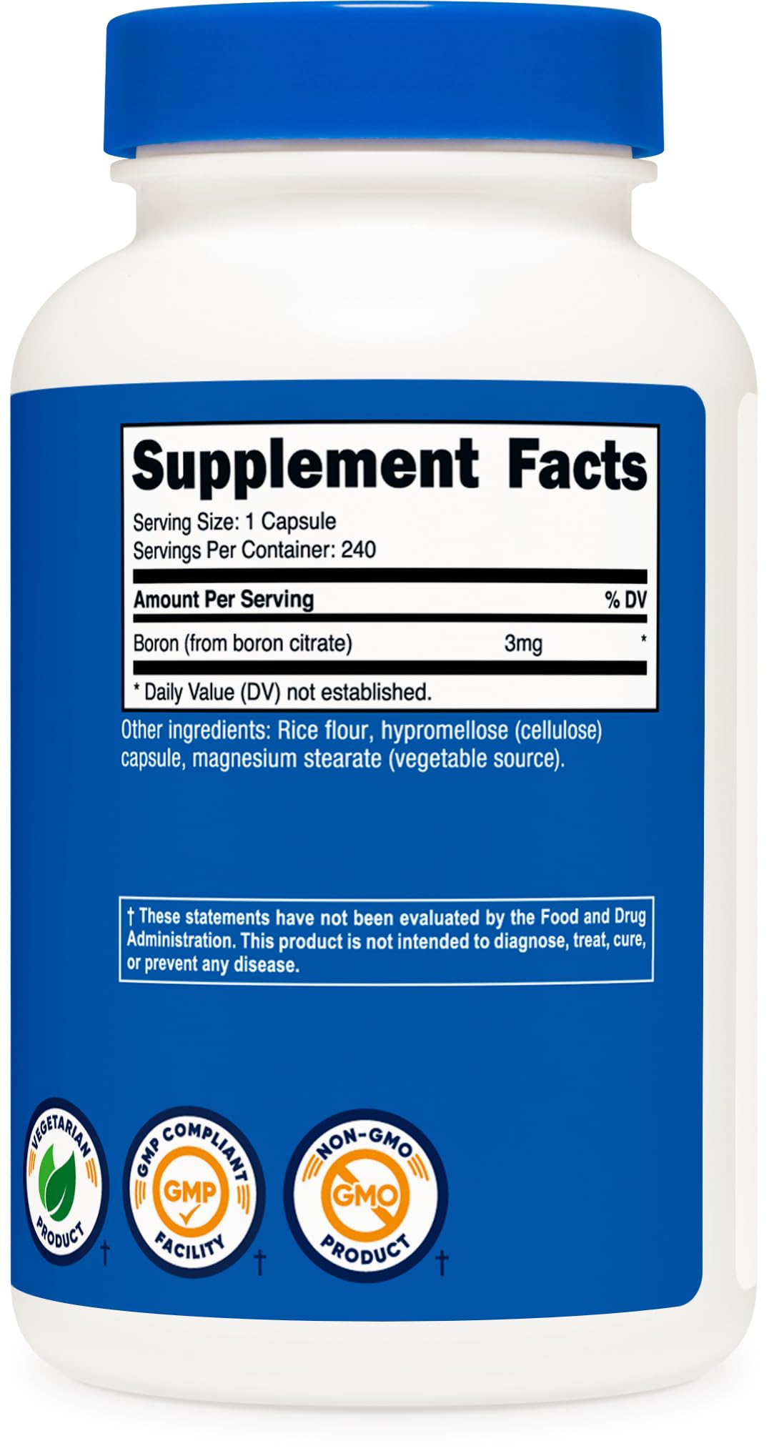 Nutricost Boron 3mg Supplement - 240 Vegetarian Capsules | Gluten Free, Non-GMO | Supports Bone Health & Joint Function for Active Lifestyles