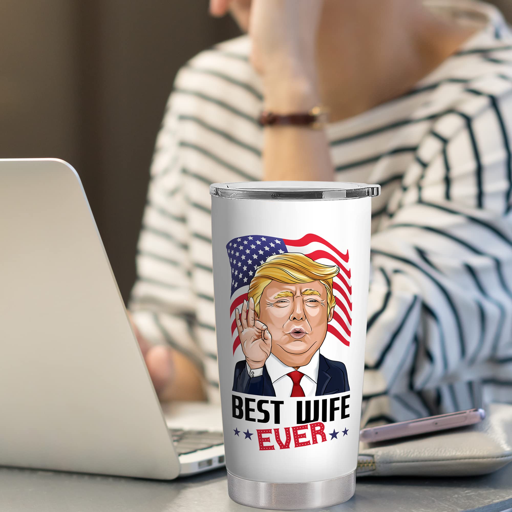 Romantic 20 Oz Stainless Steel White Tumbler - Perfect Gift for Wife from Husband, Wedding Anniversary, Birthday, Mothers Day & Christmas - Insulated Travel Mug for Coffee, Tea & Cold Drinks - Ideal for Home, Office & Outdoor Use